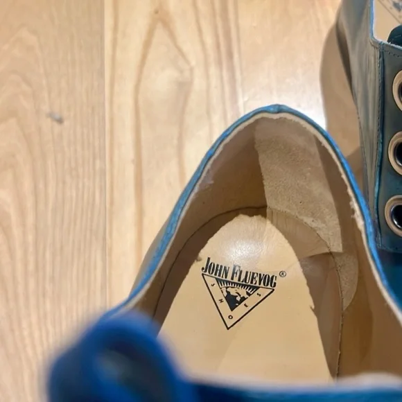 John Fluevog BIBLIO FLORENCE RIBBON LACE-UP SHOES Blue/Green size 11 - Picture 6 of 8